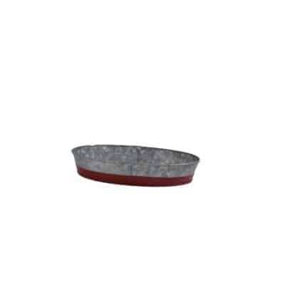 CONEY ISL GALVANISED OVAL TRAY DIPPED RED 24X16