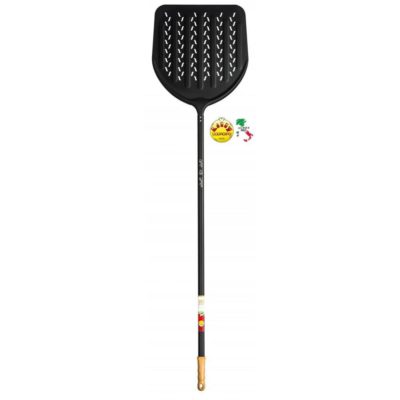 PIZZA PEEL “ITALIA 3D” Perforated Black Anodized 33cm x 70cmL – LILLY