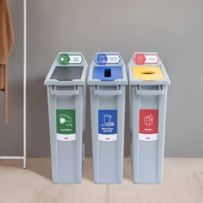 TRUST RED “ENCLOSED RECYCLING” LIFT TOP FOR SLIM BINS